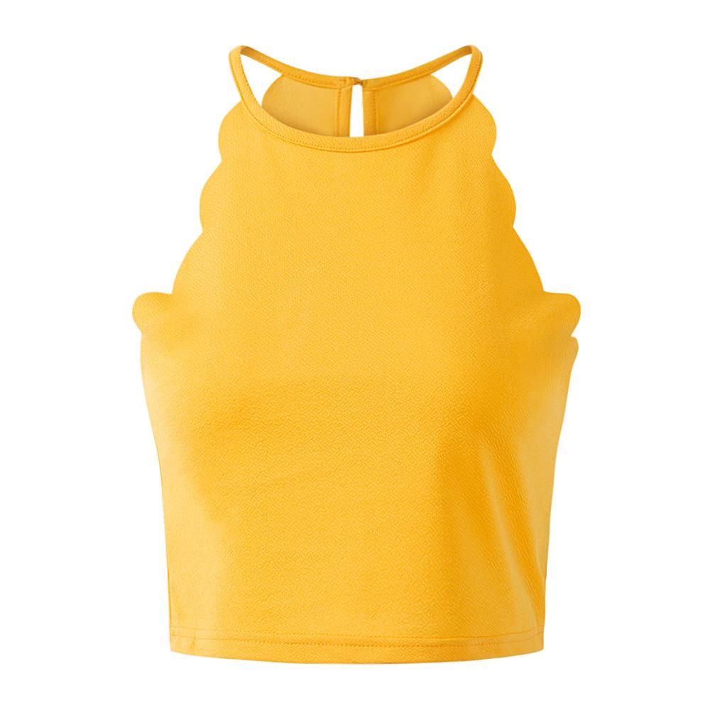 Cheap Sexy Women Solid Color Vest Crop Top Halter Neck Sleeveless