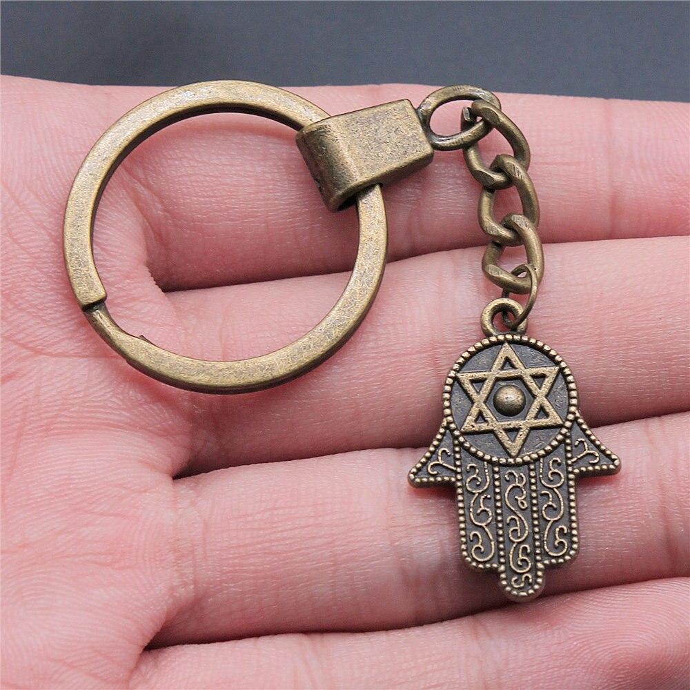 Buy 1 Piece 28x19mm Hand With Star Of David Charms Keychains Women