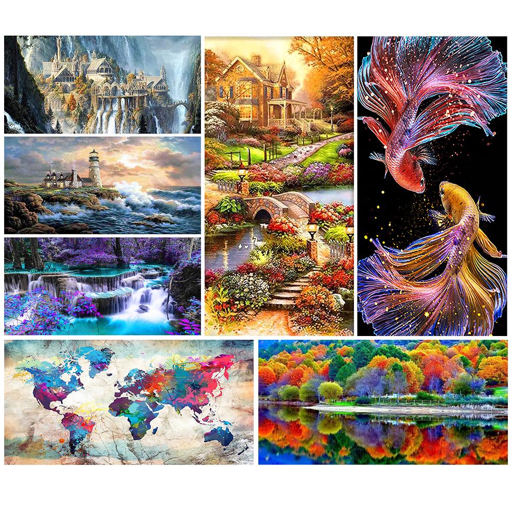 Cheap Cross Stitch Kits DIY Landscape 11CT Printed Embroidery