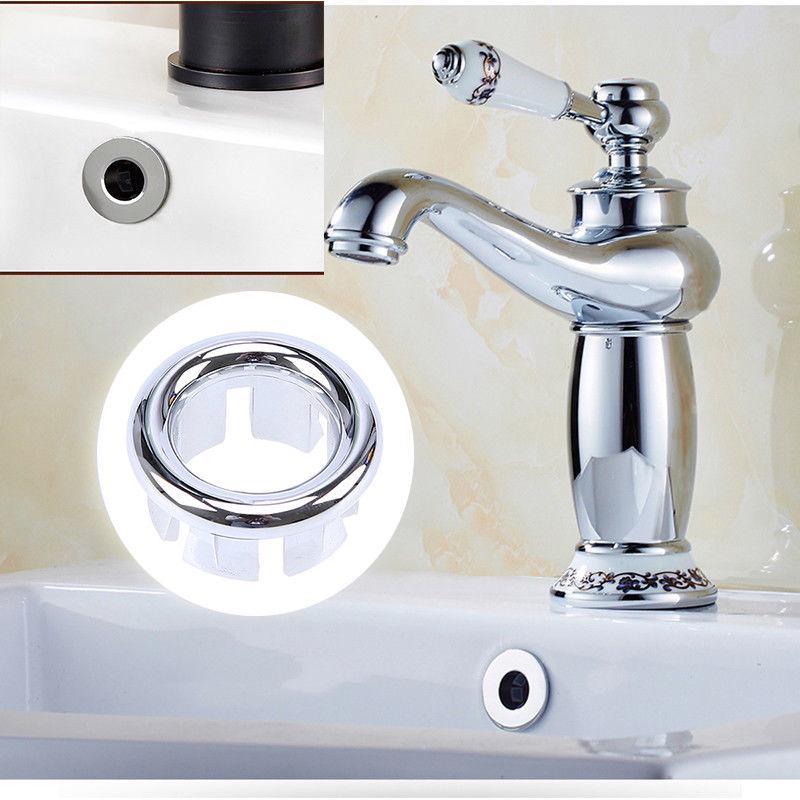 Buy Round Bathroom Sink Overflow Cover ABS Chrome Basin Sink Tidy