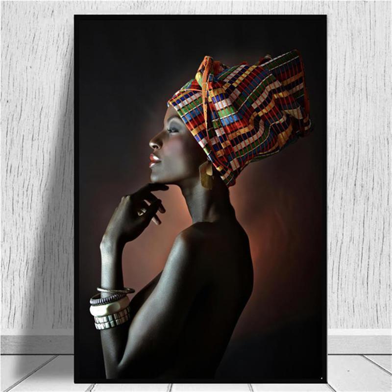 Cheap African Art Black and Gold Woman Oil Painting on Canvas Art