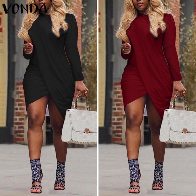 Buy VONDA Ladies Fashion Bodycon Dress 2020 Spring Casual Women's O