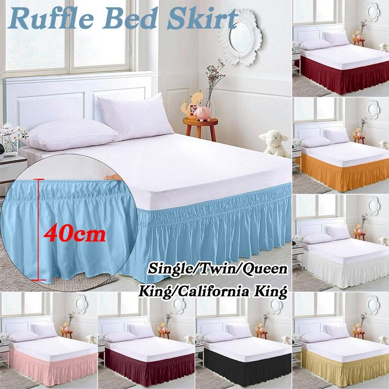 Buy 10 Colors Pure Color Easy Fit Bed Skirt Deep 15 Inches 3 Sided Wrap