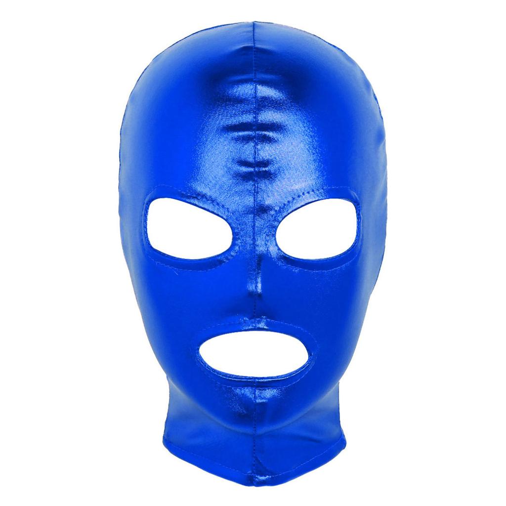 Cheap Women Mens Cosplay Face Mask Latex Shiny Metallic Open Eyes and