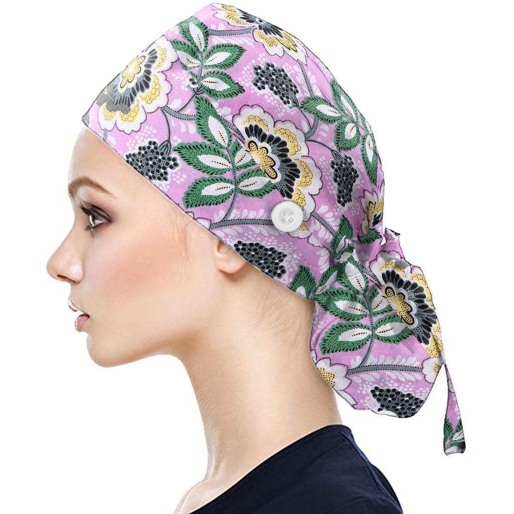 Buy FS Scrub Cap With Buttons Bouffant Hat With Sweatband for Womens