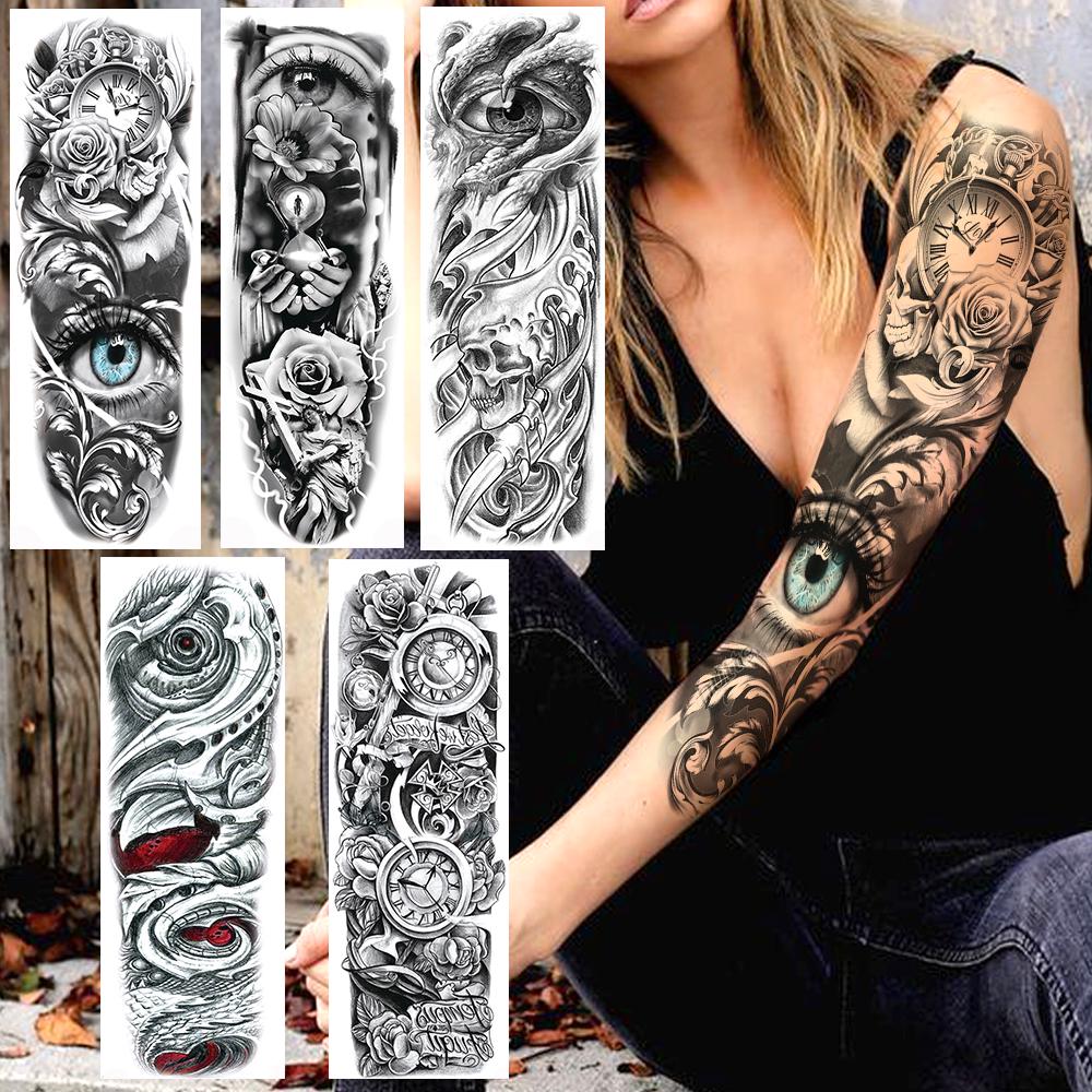 Buy Black Full Legs Temporary Tattoos For Men Women Realistic Fake Rose Evil Eye Tattoo Sticker Extra Large Body Art Sleeve Tatoos At Affordable Prices — Free Shipping, Real Reviews With Photos — 1000_x_1000_jpg