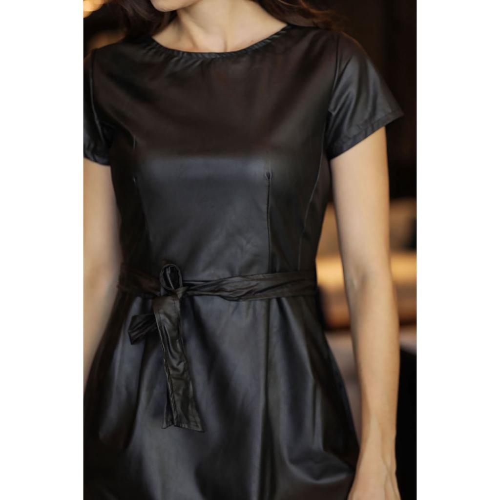 Buy Black Women's Short Leather Dress at affordable prices — free