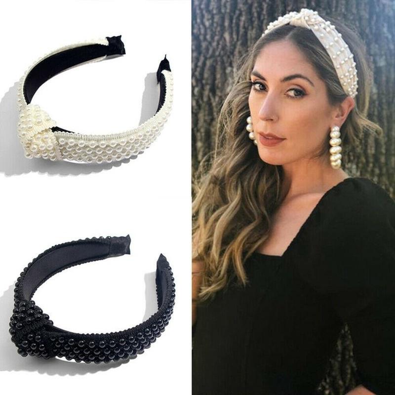 Buy Ladies Creative Pearl Headband Widebrimmed Knotted Hair Bands at