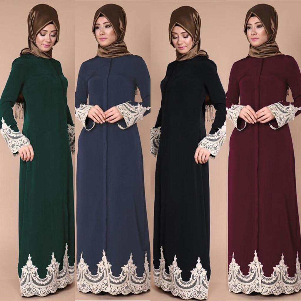 Buy Middle Eastern Turkish Fashion Full Buckle Muslim Lace Robes Muslim
