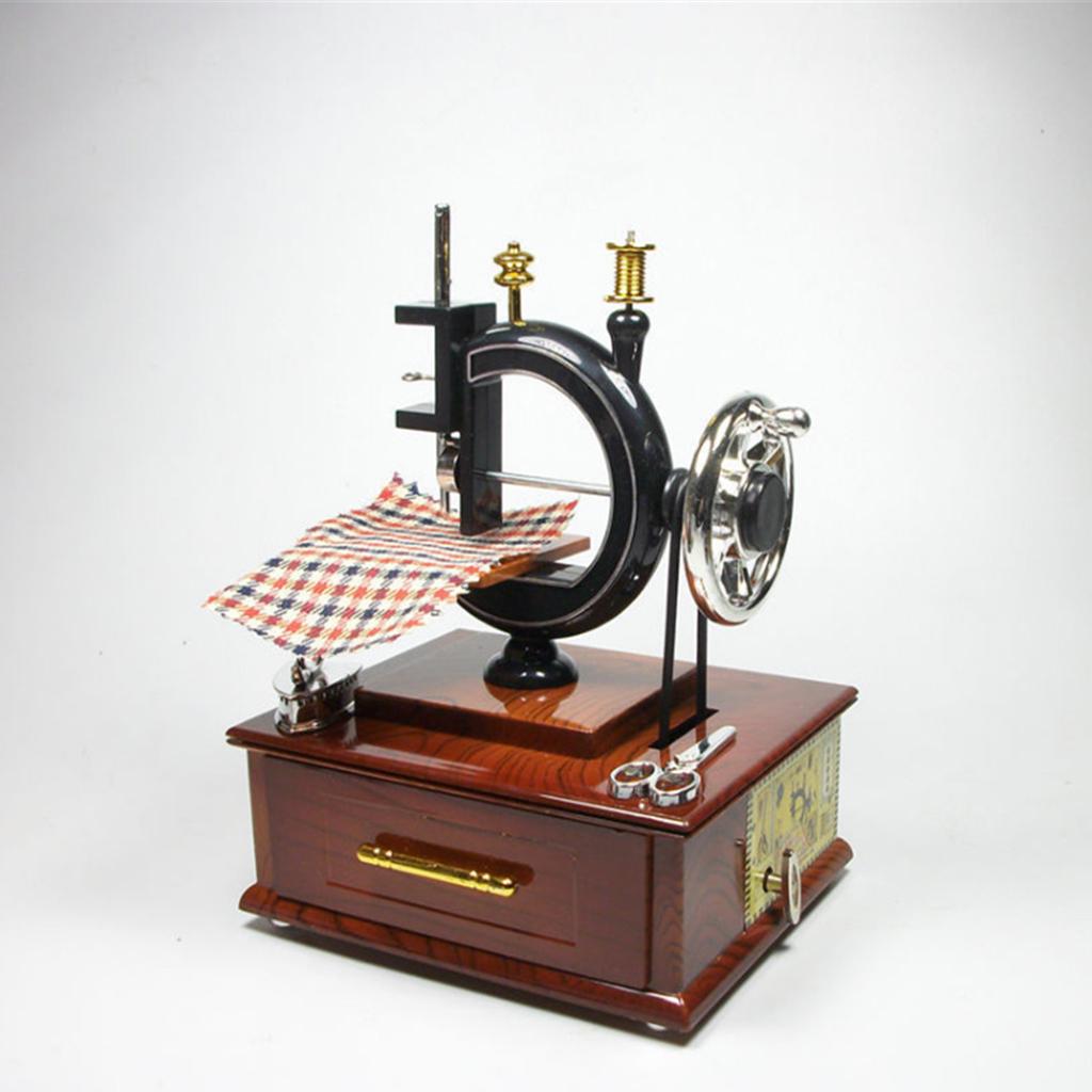 Vintage Mini Treadle Sewing Machine Music Case Plastic Musical Box For