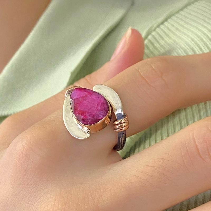 Satın alın Turkish Jewelry Art Rings With Natural Ruby Stone 925