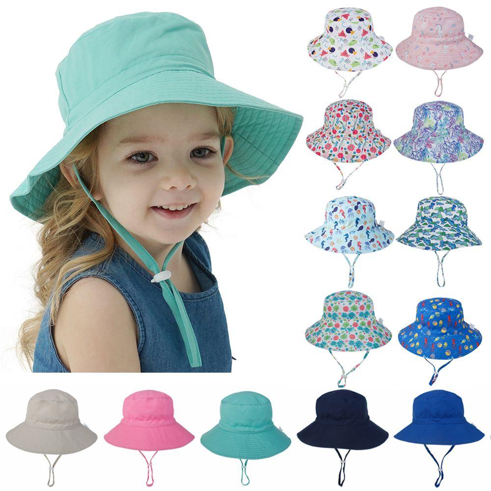 Kaufe Swimming Hats Neck Ear Cover Wide Brim Beach Cap Baby Sun Hat