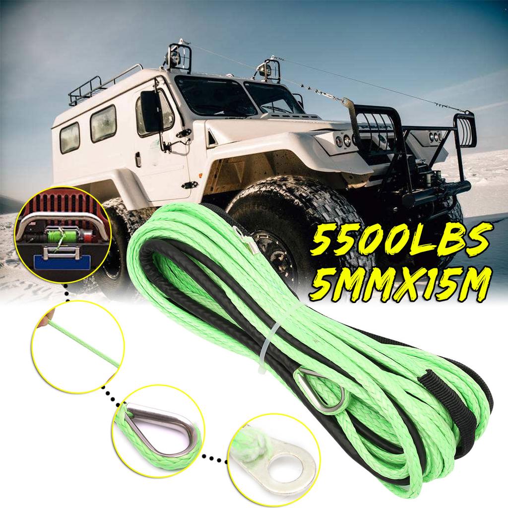 Buy 5Mmx15m Winch Line Synthetic Rope Cable With Thimble For ATV UTV at
