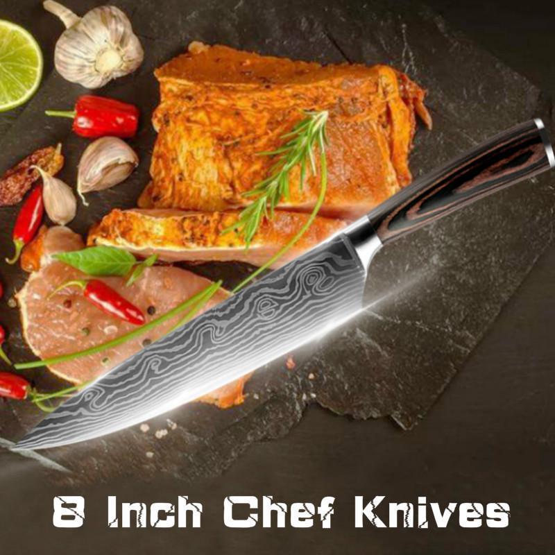 Buy Kitchen Knife 8 Inch Japanese Chef Knives 7CR17 440C High Carbon Stainless Steel Kitchen