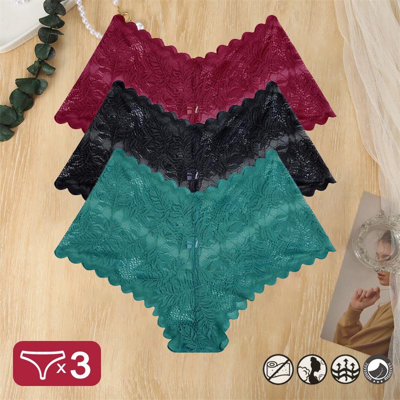 Cheap 3Pcs Women Lace Boyshort Sexy Floral Panties SXL Girls LowRise