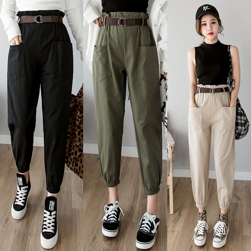 Buy Women Harem Pants Spring Summer Loose Elastic Waist Pants With