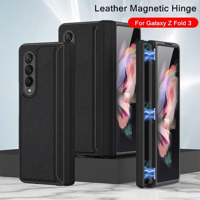 Buy For Samsung Galaxy Z Fold 3 5G Case Hinge leather and Hard Plastic Full Protection
