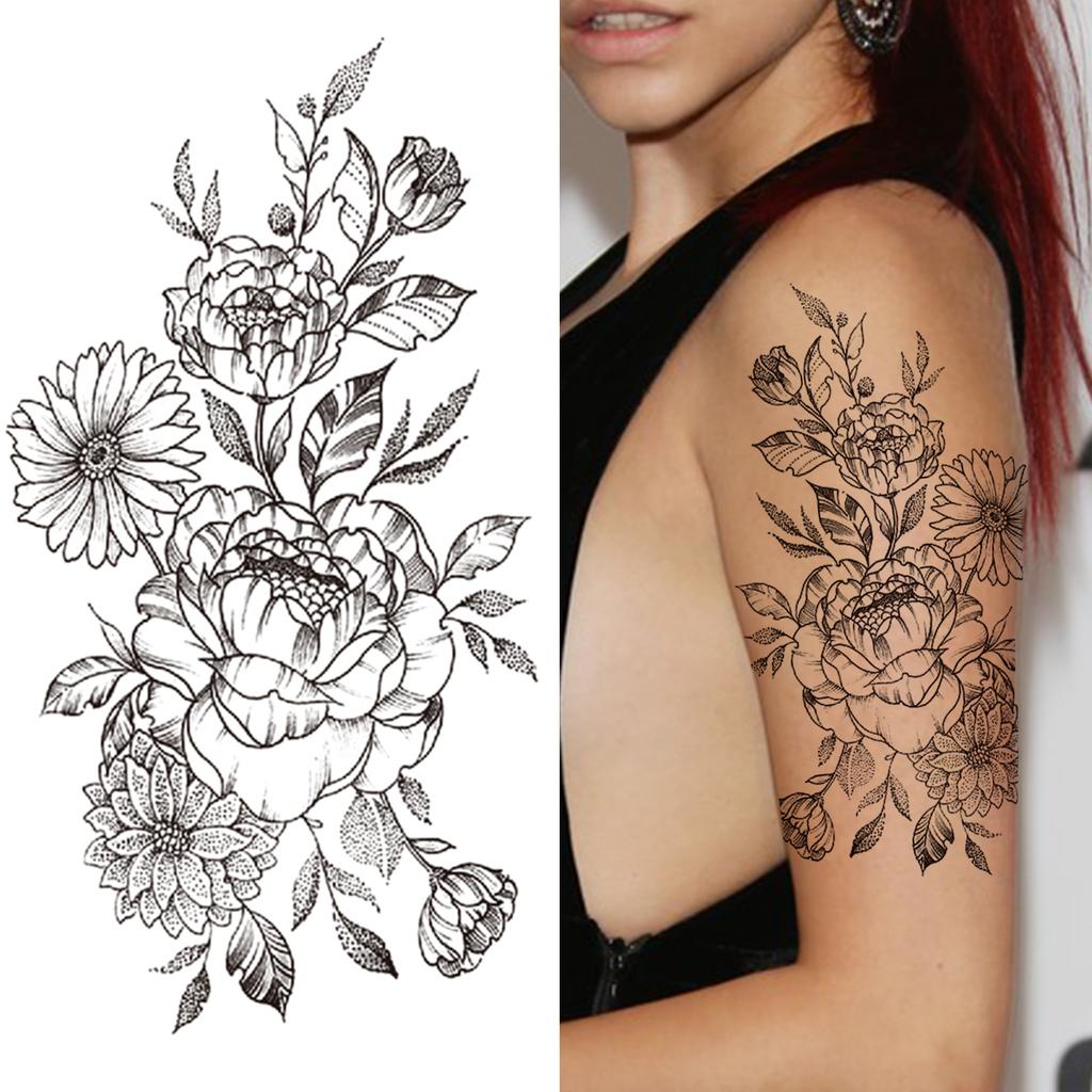 Buy Diy Mamba Snake Rose Flower Temporary Tattoo For Women Men Peony Lion Fake Tattoo Sticker Front Arm Half Sleeve Waterproof Tatoo At Affordable Prices — Free Shipping, Real Reviews With Photos — 1024_x_1024_jpg