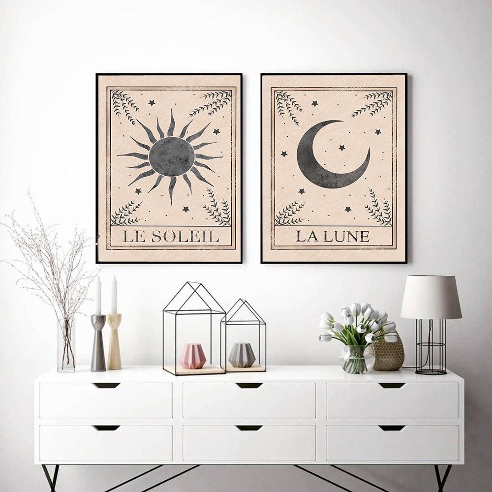 Minimalist Celestial Poster Art Moon Phases Lunar Le Soleil Prints