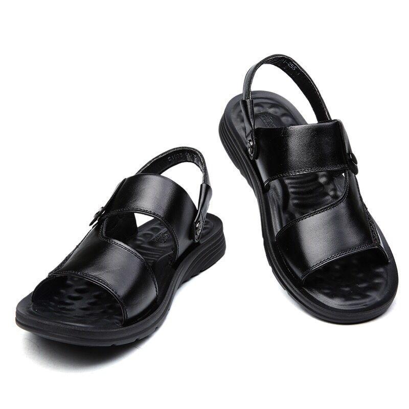 Buy Summer Men's Leather Sandals Men's Thicksoled Beach Shoes Nonslip
