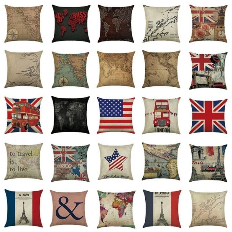 Buy Flag Cushion Cover Cotton Linen Pillowcase 45x45cm Pillow Cover For