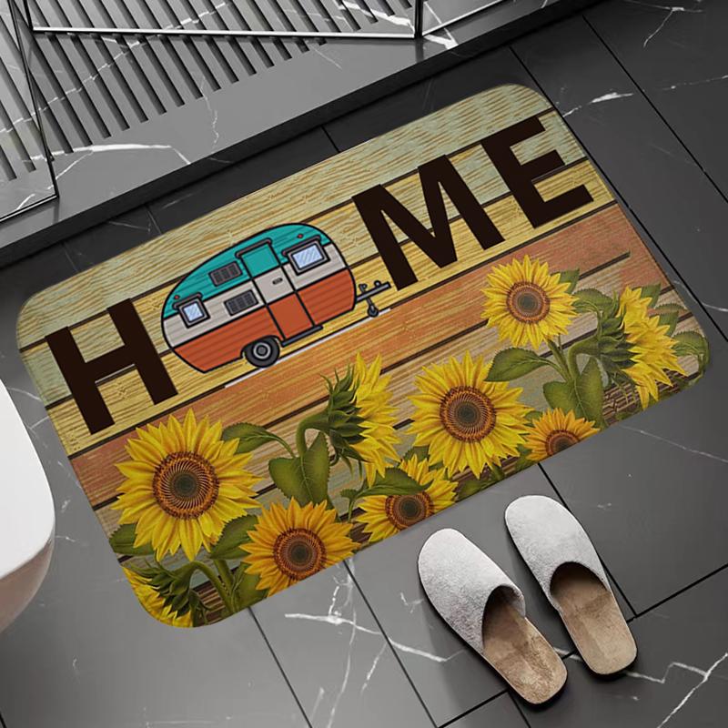 Cheap Nonslip And Washable Kitchen Mat Happy Campers Balcony Hallway
