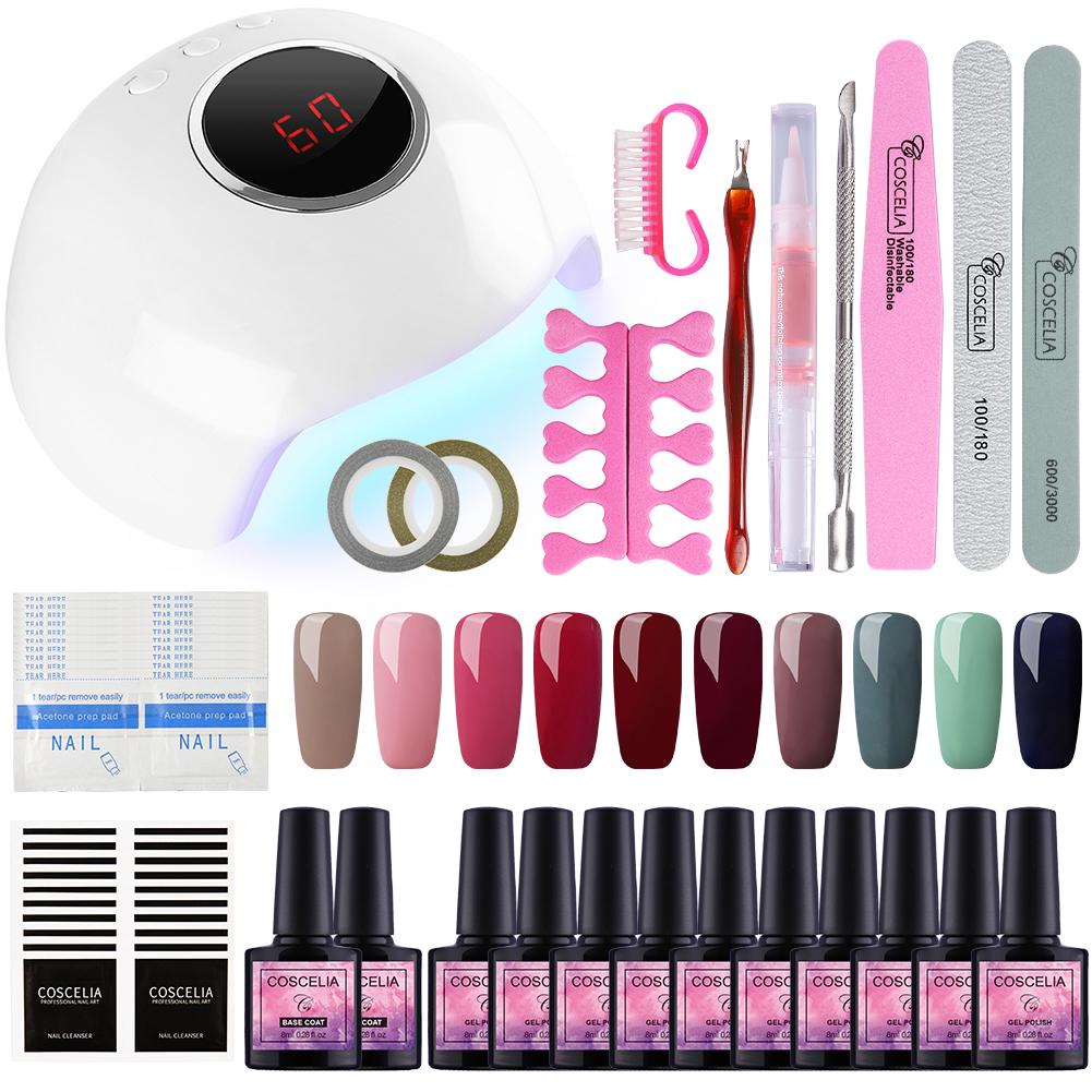 Buy COSCELIA 24W UV LED Nail Lamp Dryer 10 PCS Gel Nail Polish Starter