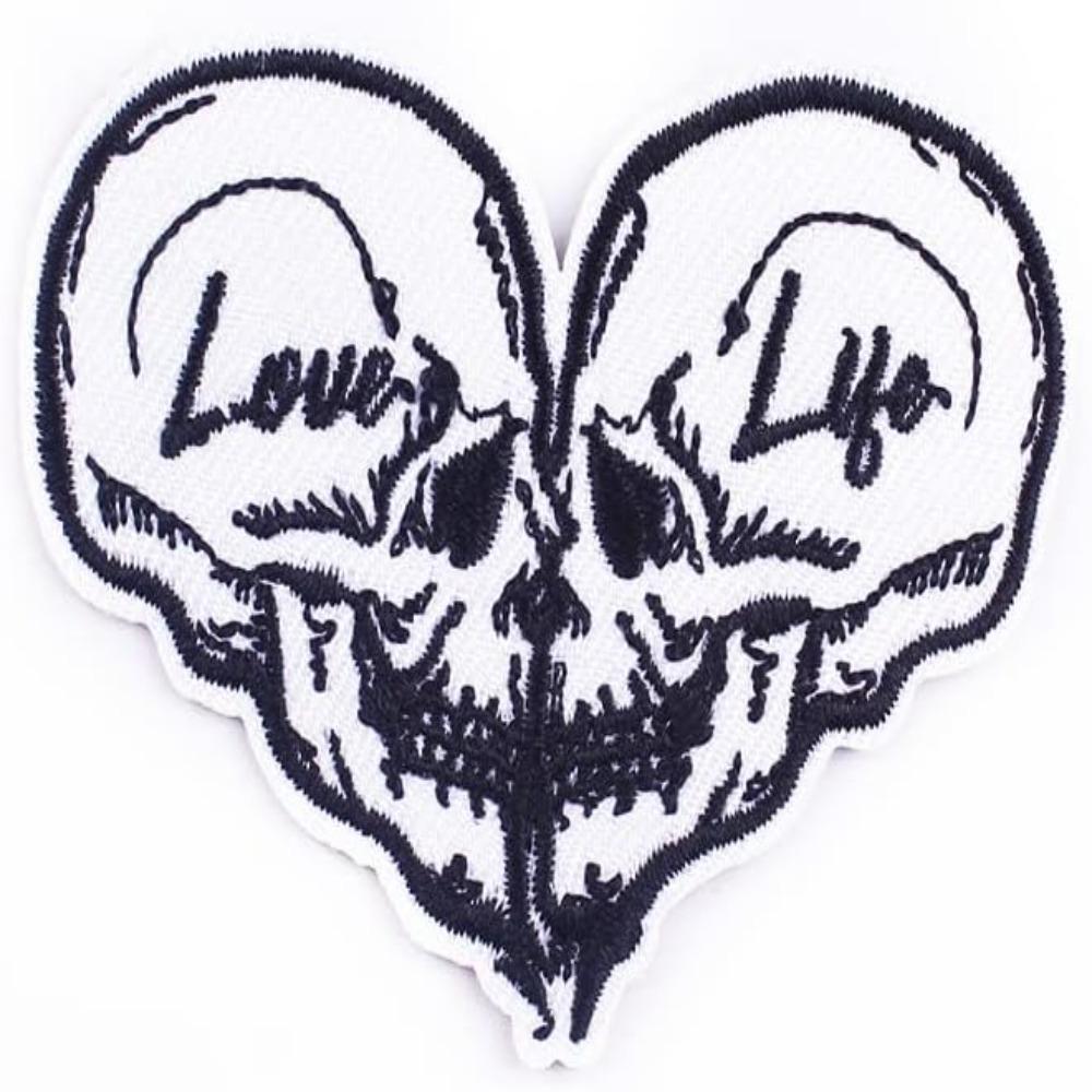 10Pcs Polyester Skull Heart Clothing Ironon Embroidered Patch Sew on