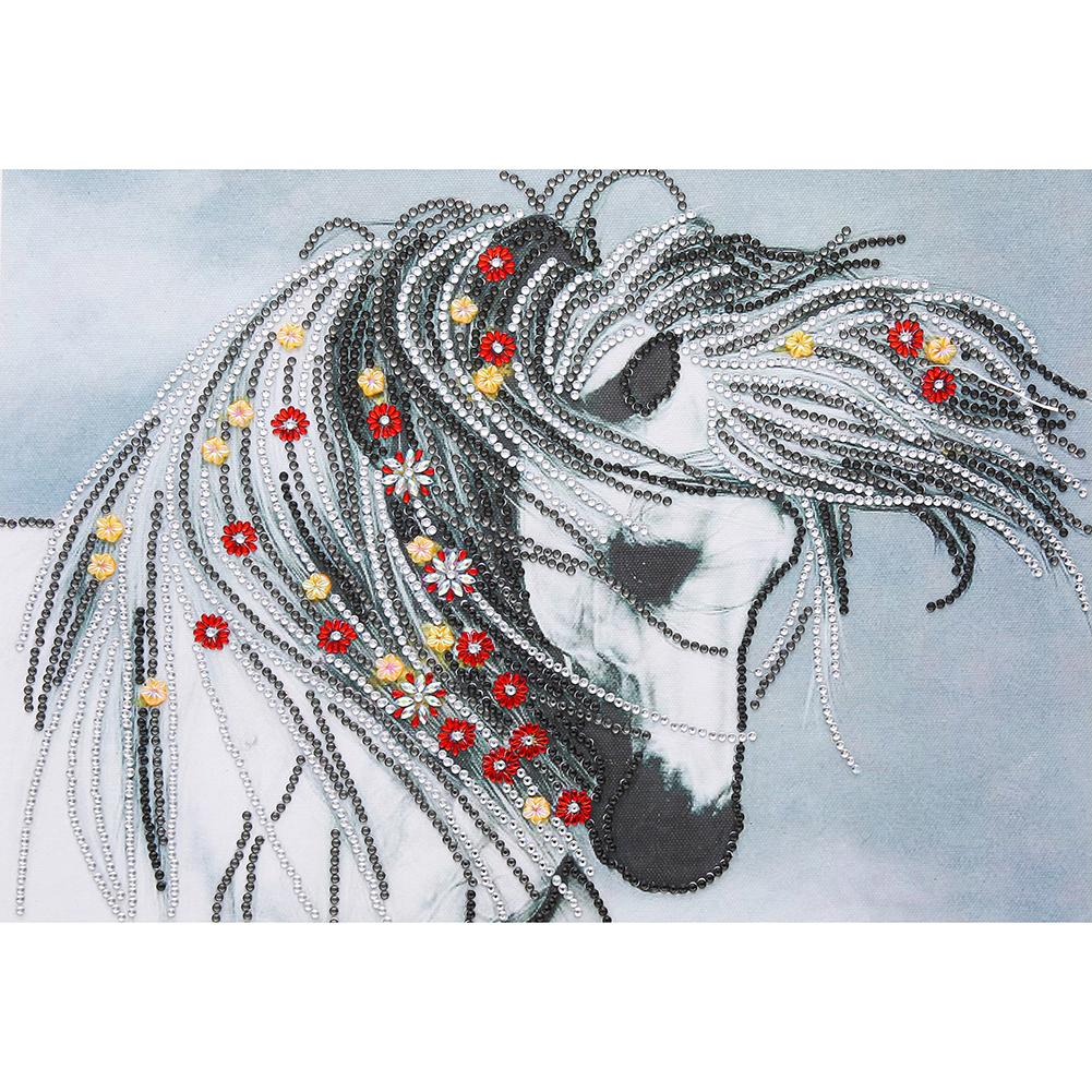 Buy Mosaic Special Shaped DIY 5D White Horse Diamond Painting Drawing
