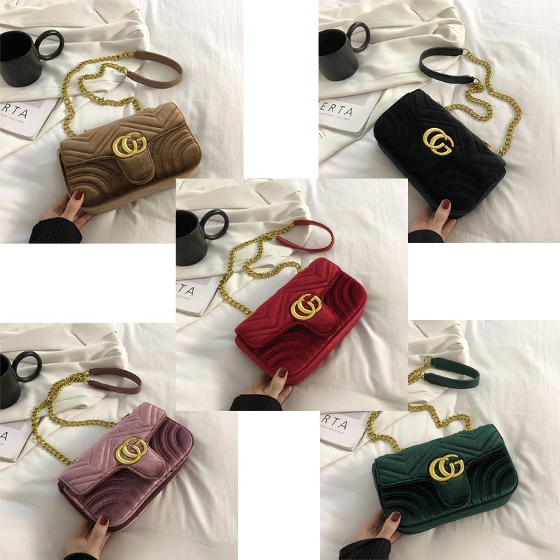 Buy Square Grid Velvet Chain Shoulder Bag Diamond Grid Bag Female 2021