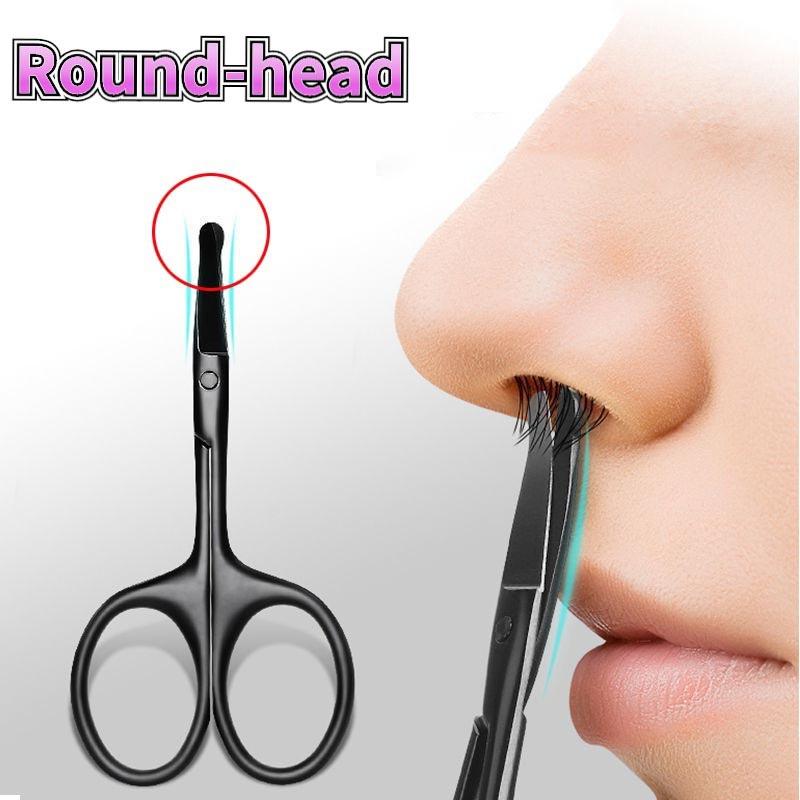 Buy Unisex Stainless Steel Black Round Head Safe Nose Hair Scissors (Do