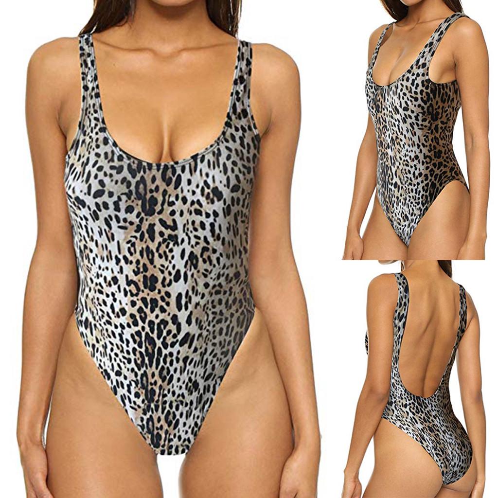 Buy [SX] Women Retro Elastic High Cut Low Back One Piece Swimwear