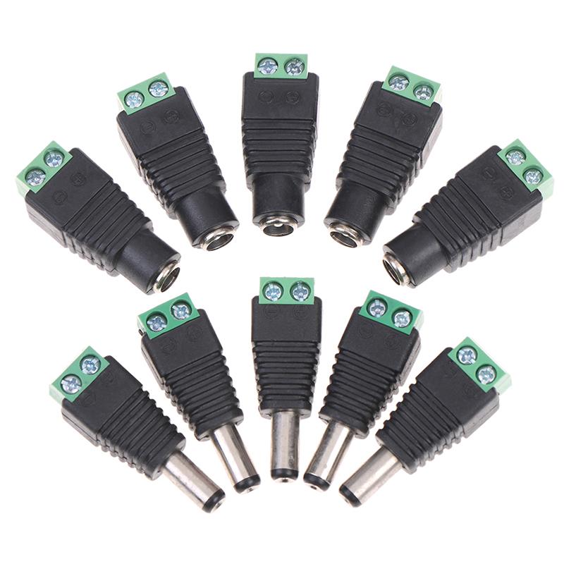 5Pairs 2.1X5.5Mm Dc Power Cable Jack Adapter Connector Plug Cctv Camera