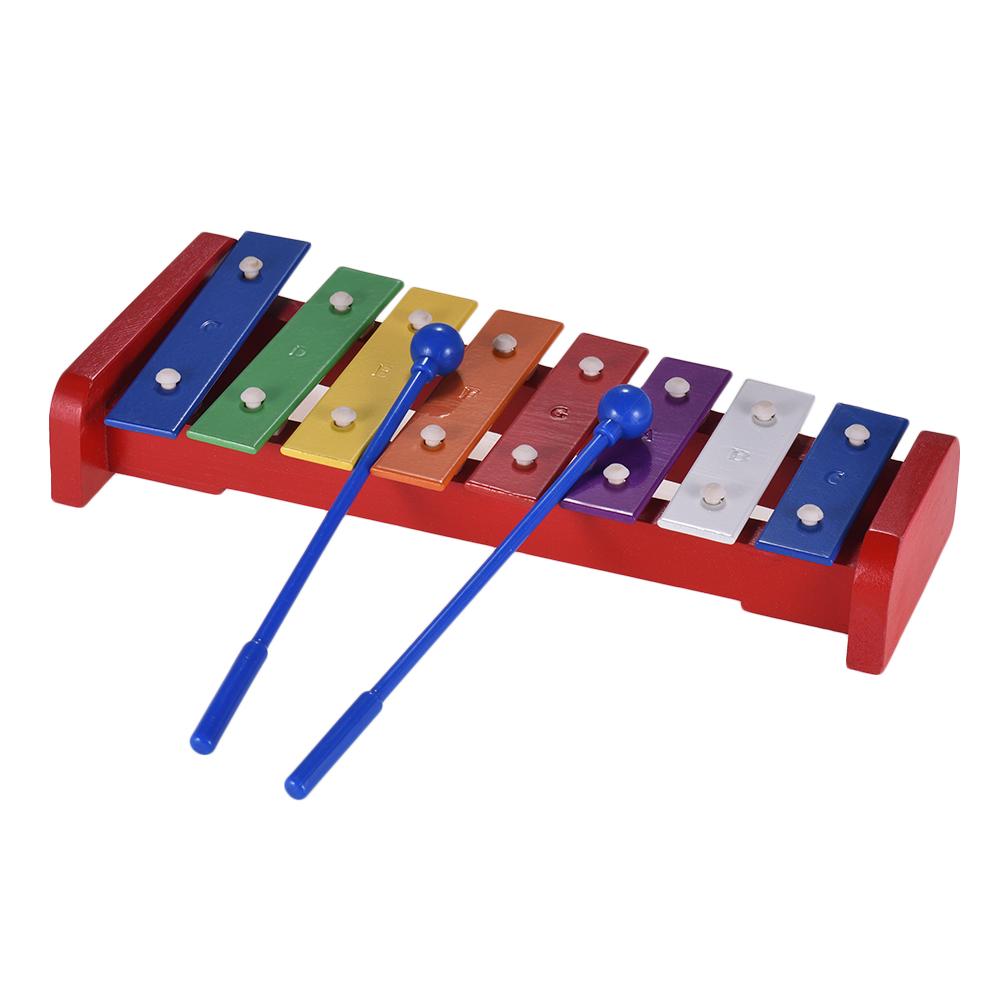 Cheap Colorful 8 Notes Xylophone Glockenspiel with 2 Mallets Percussion