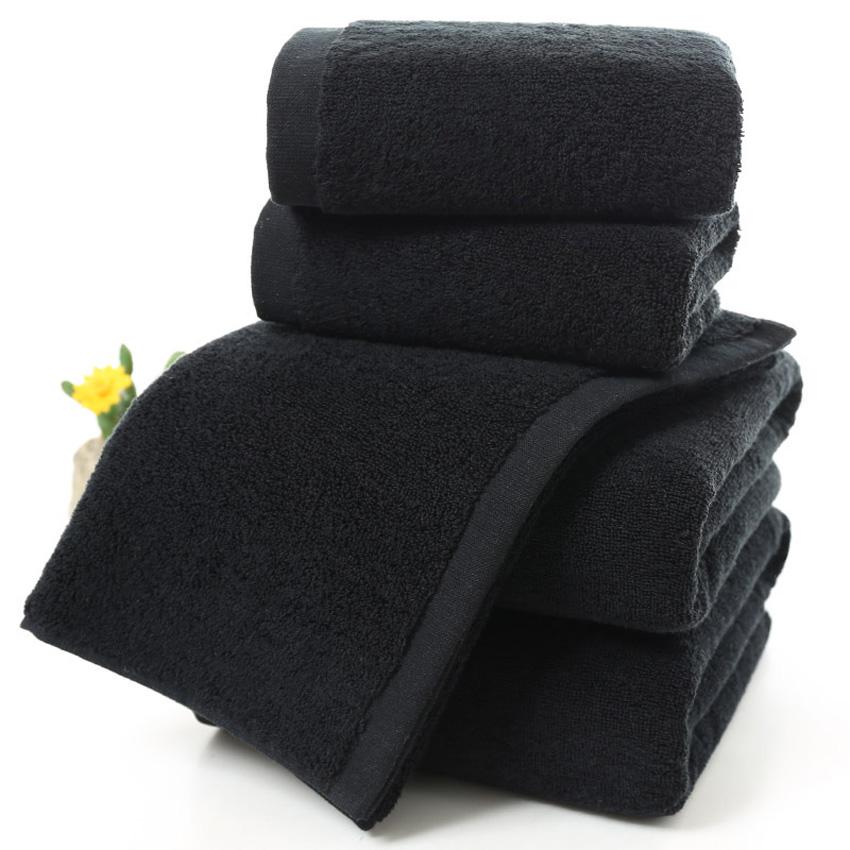 Cheap Black Large Bath Towel Cotton Thick Shower Face Towels Home