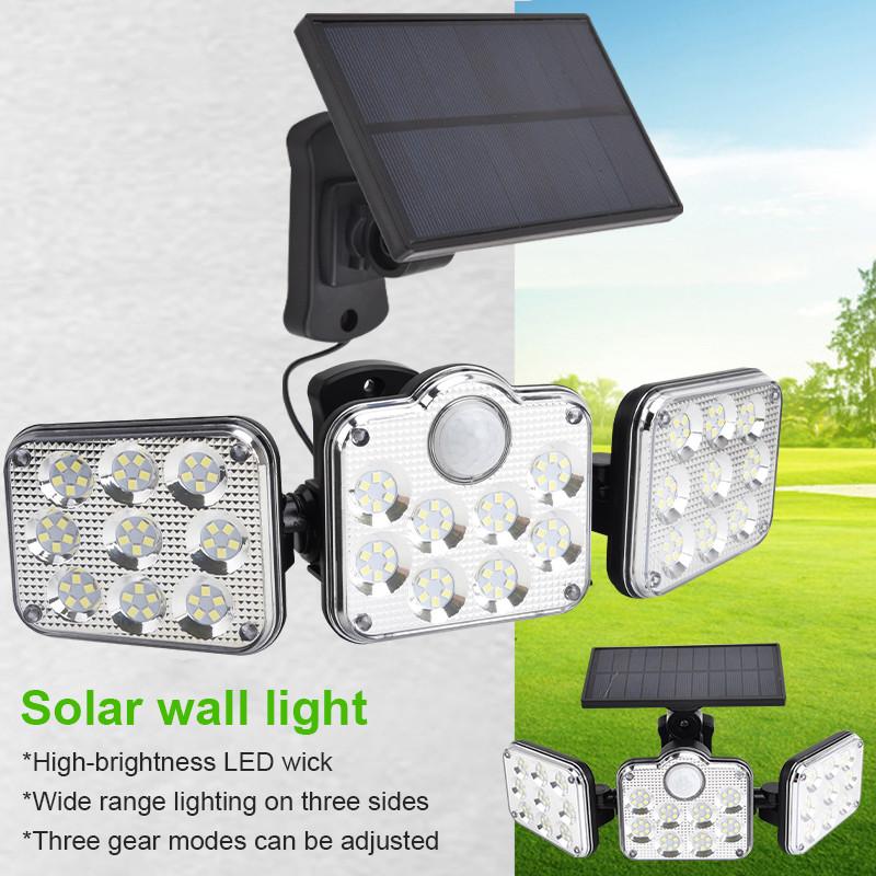 Buy Solar Sensor Wall Light Threehead LED Rotatable Wall Lamp Garden