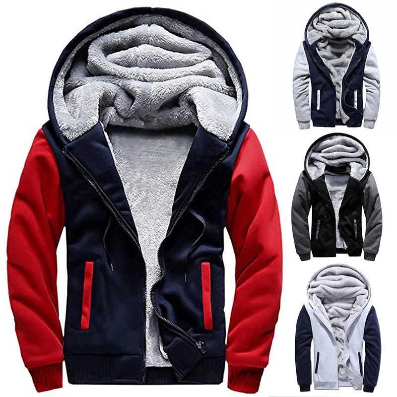 Buy Men's Pullover Winter Jackets Hoodie Faux Fur Lined Sweatshirt Warm
