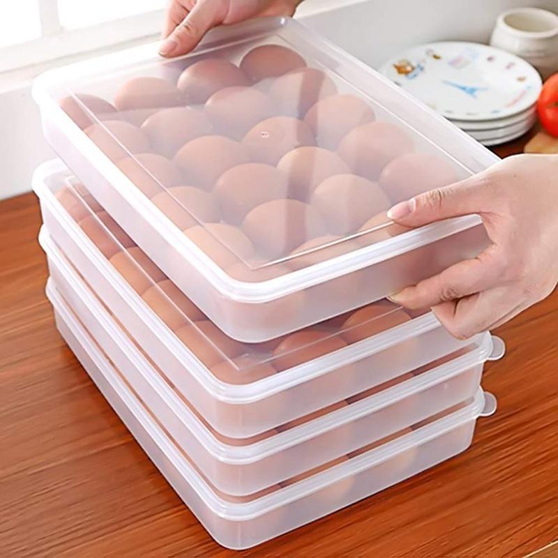 Kitchen Egg Holder for Refrigerator Deviled Egg Tray Carrier with Lid