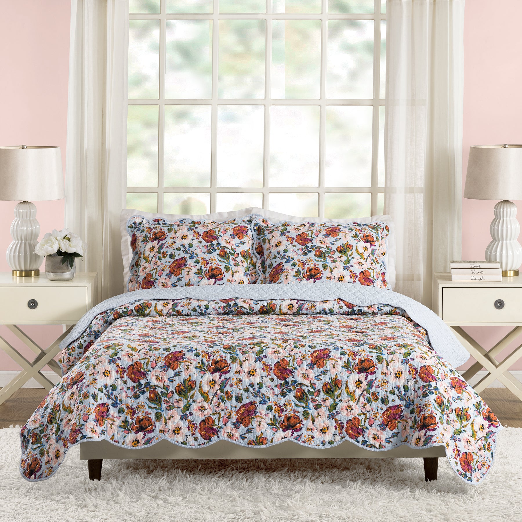 Sea Air Floral Quilt Set, Full Queen
