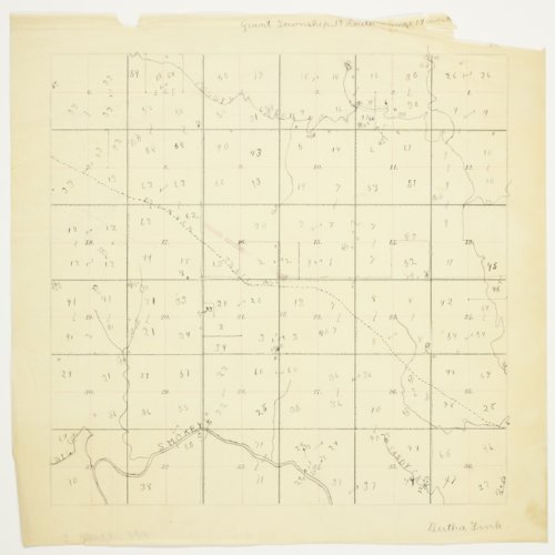 Bertha Fink's map of Township 14 South, Range 14 West, Russel County