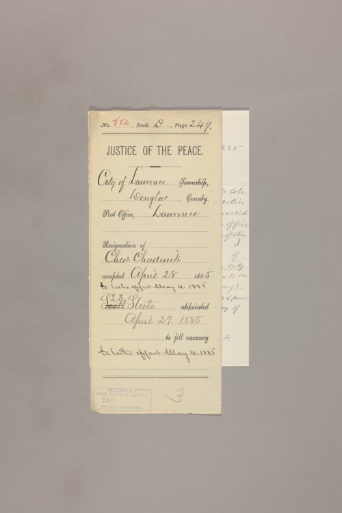 Justices of the Peace, Douglas County Kansas Memory Kansas