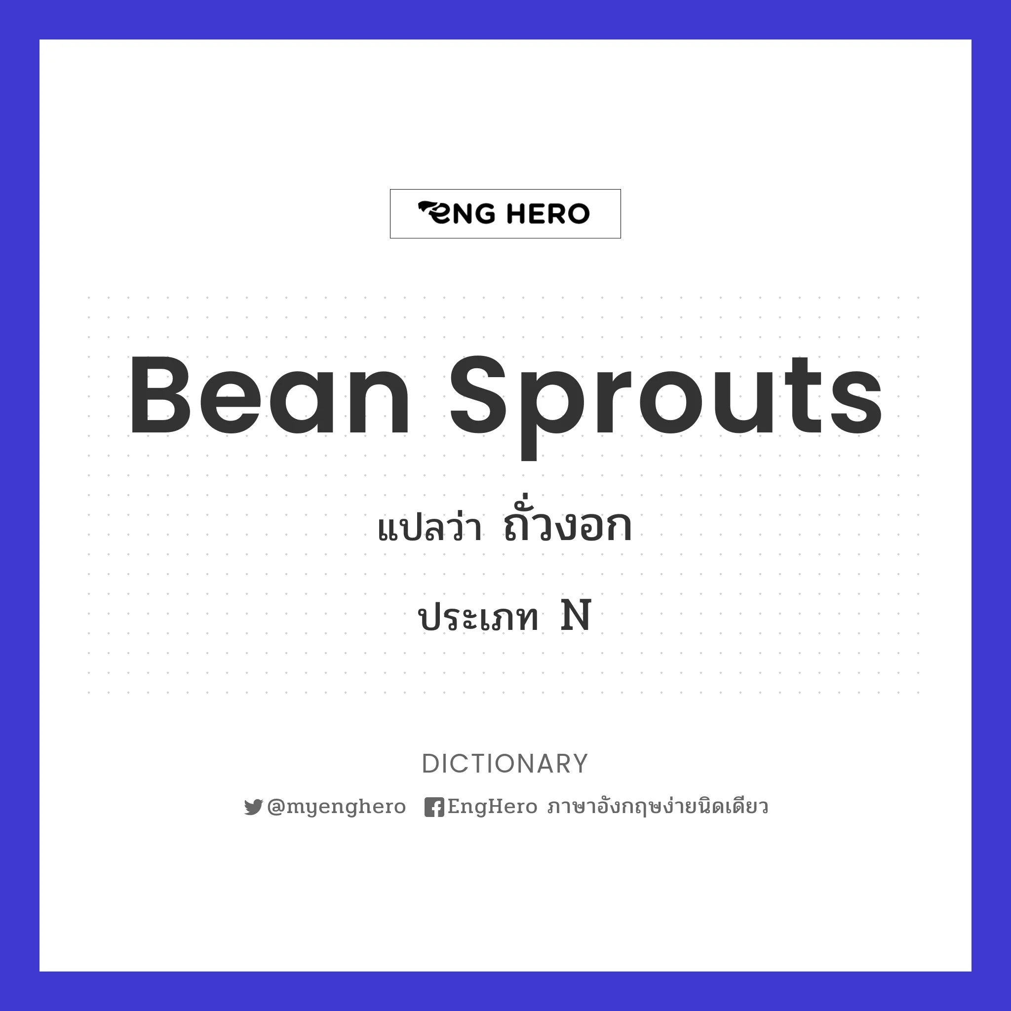 Bean Sprouts แปลว่า ถั่วงอก Eng Hero เรียนภาษาอังกฤษ ออนไลน์ ฟรี