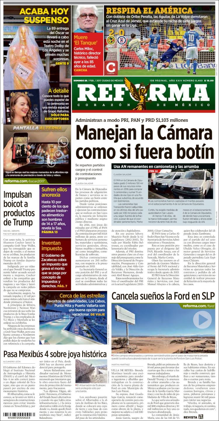 Periódico Reforma (México). Periódicos de México. Toda la prensa de hoy