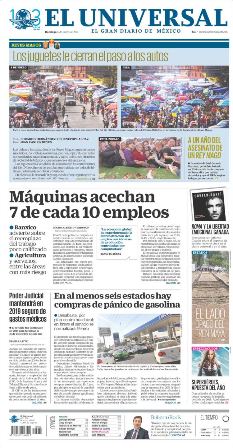 Periódico El Universal (México). Periódicos de México. Edición de