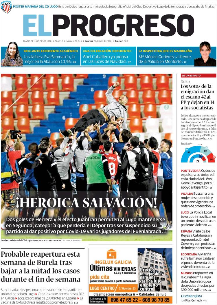 Periódico El Progreso (España). Periódicos de España. Edición de martes
