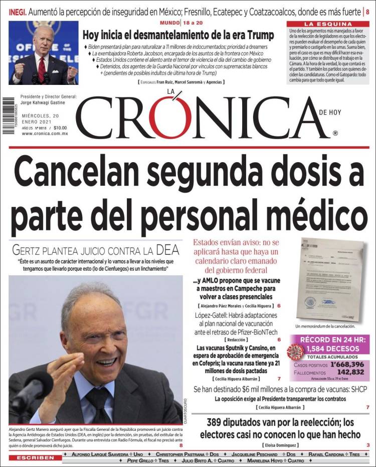 Periódico La Crónica de Hoy (México). Periódicos de México. Edición de