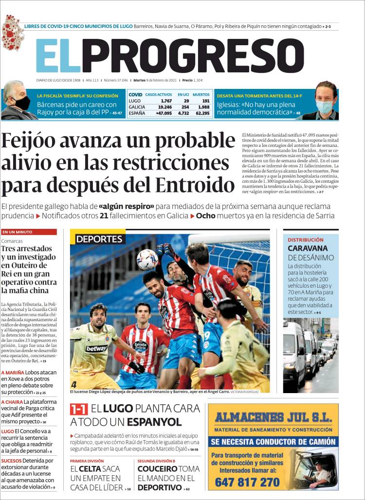 Periódico El Progreso (España). Periódicos de España. Edición de martes