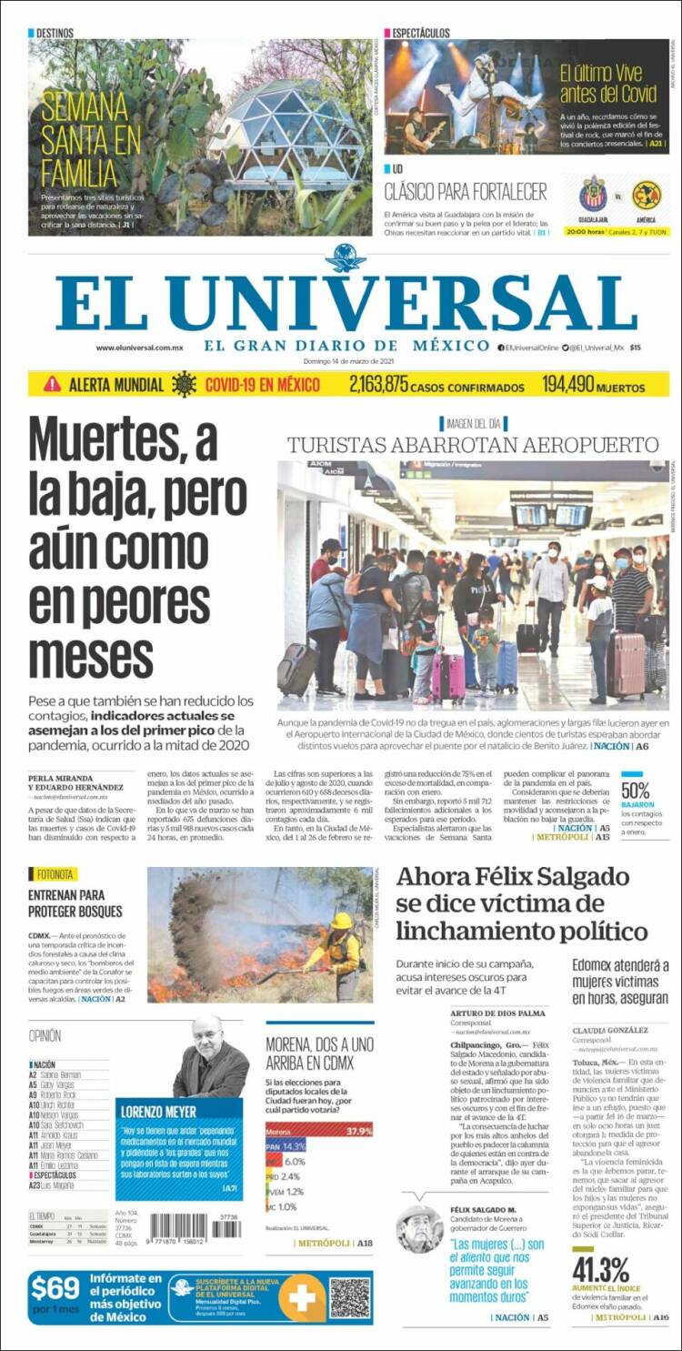 Periódico El Universal (México). Periódicos de México. Edición de