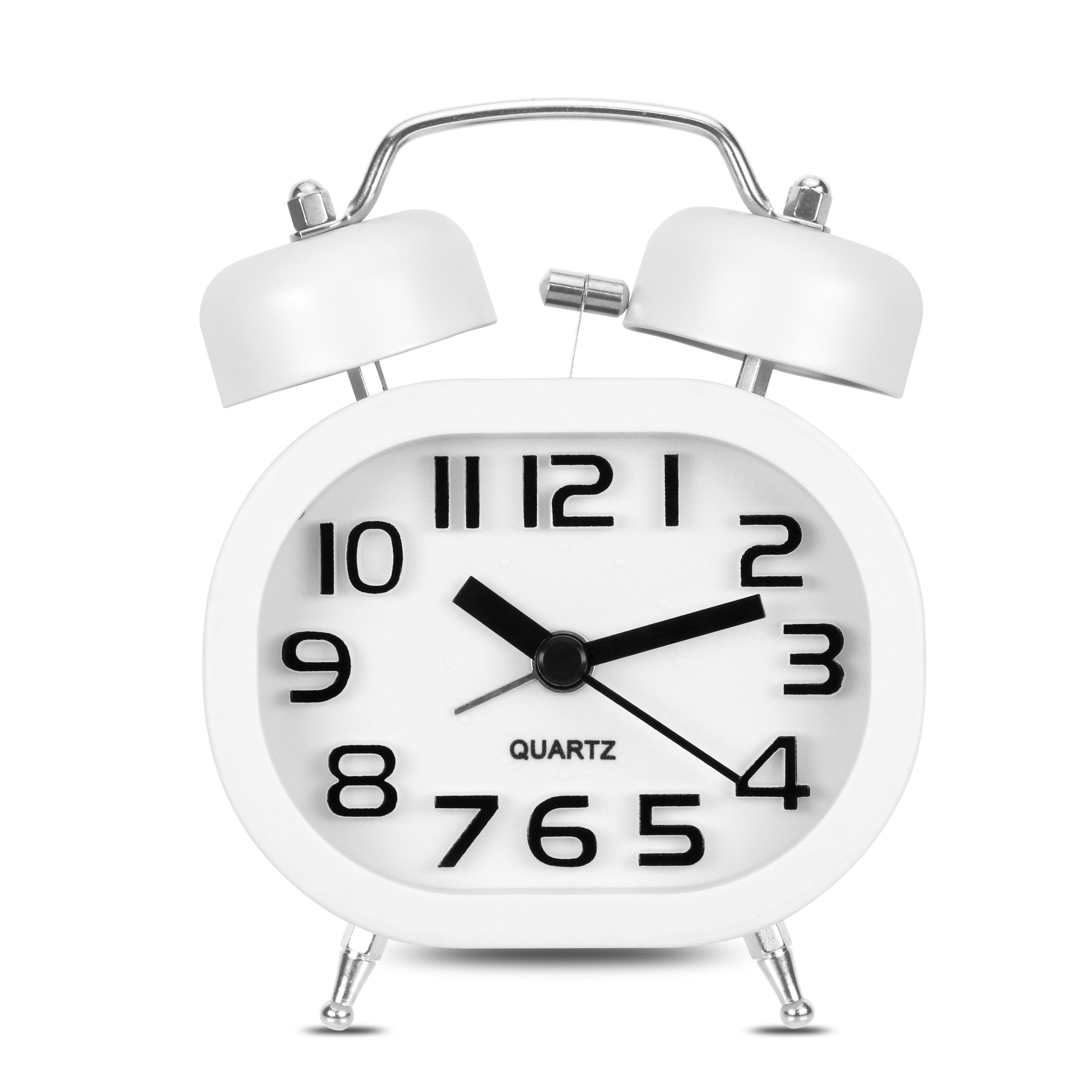 1pc Bedside Battery Powered Simple Alarms Clocks Retro Analogue Alarm