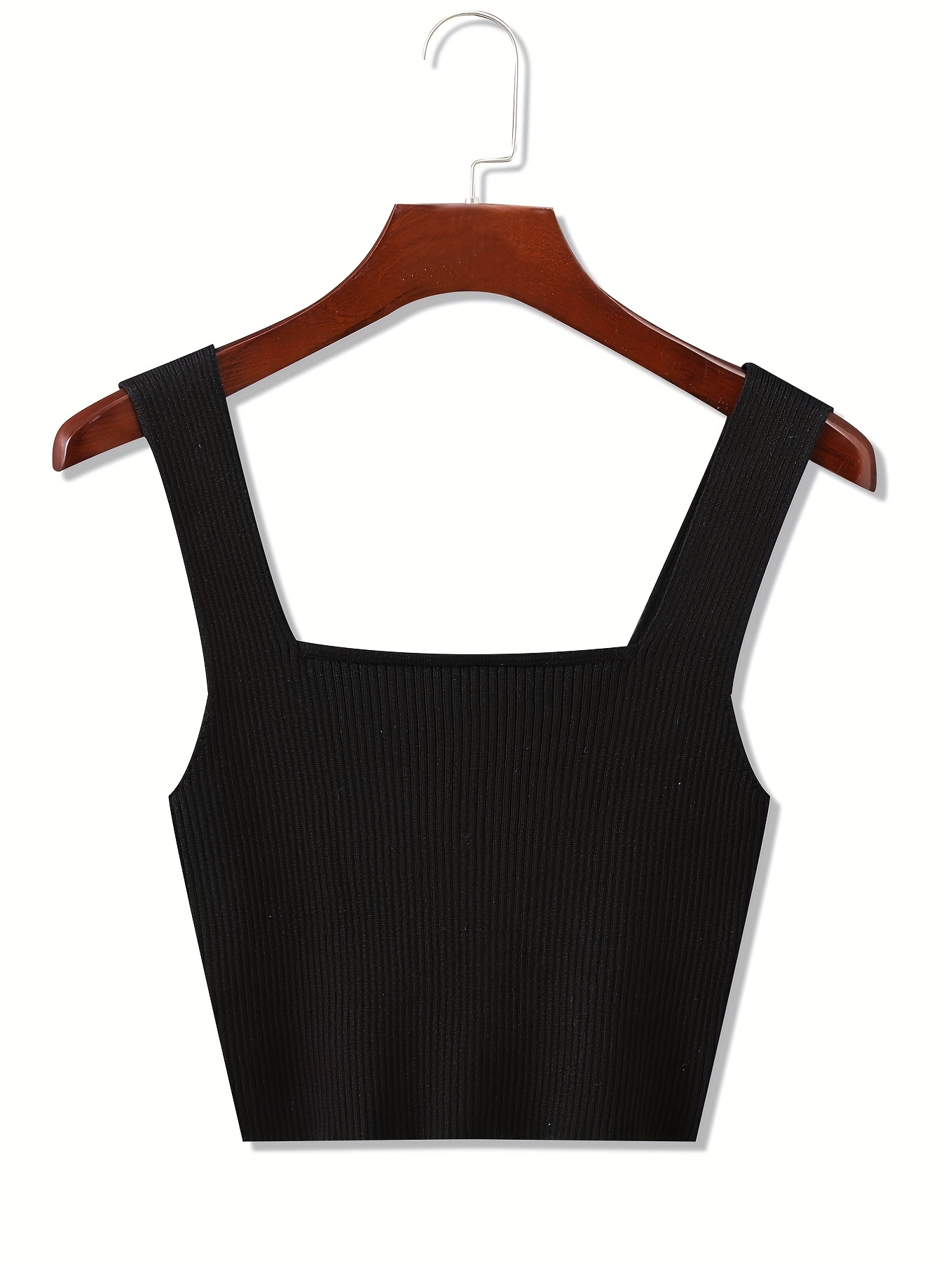 Square Neck Rib knit Crop Sweater Vests Casual Loose Temu Australia